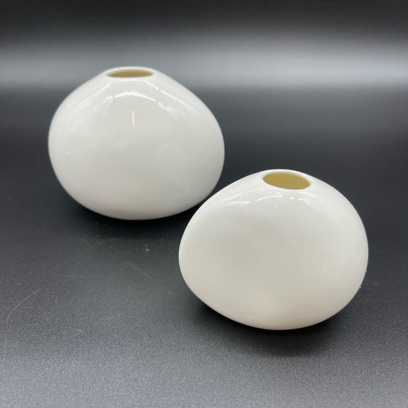 Crate&Barrel Other - Crate & Barrel White Tear Drop Bean Bud Vase Set of 2